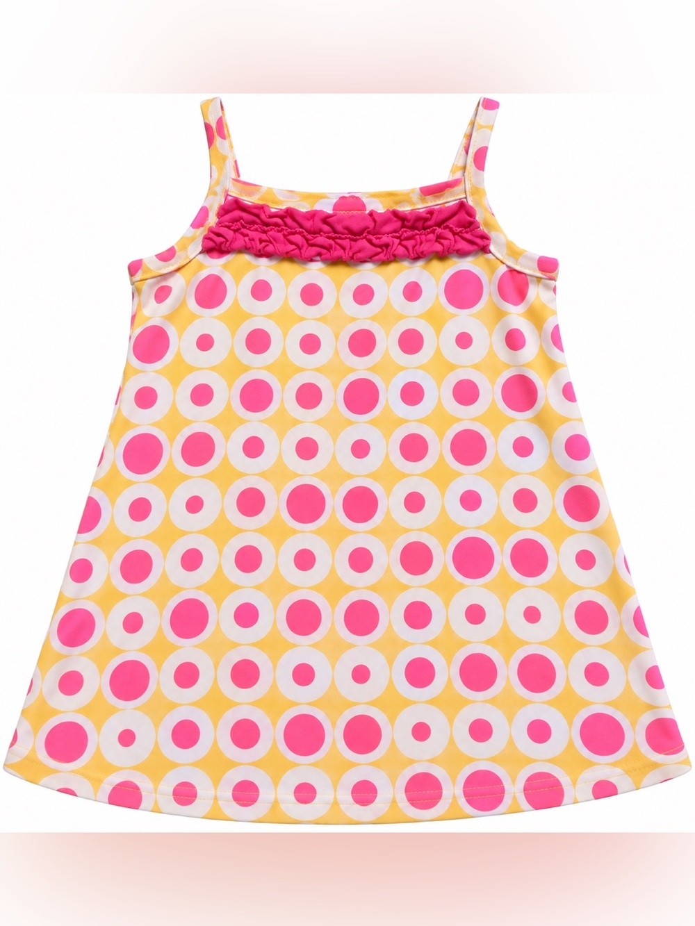 Vintage Hanna Anderson Kids Pink and Yellow Polka Dot Dress 3/4T